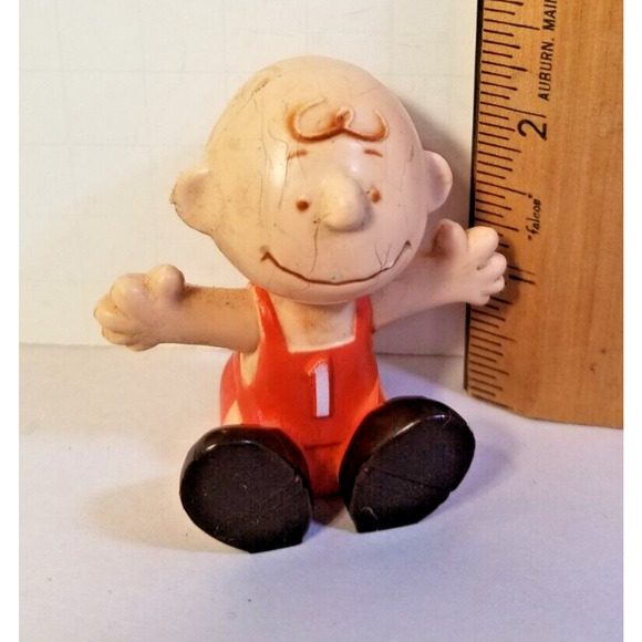 1950-1966 Charlie Brown Peanuts Stackable Toy Figurine Vintage Rare #1 Jersey - Picture 4 of 4